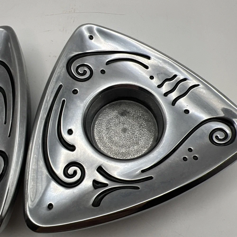 Lenox Candle Holders Votive Tealight Silver Triangle Decor 5.4